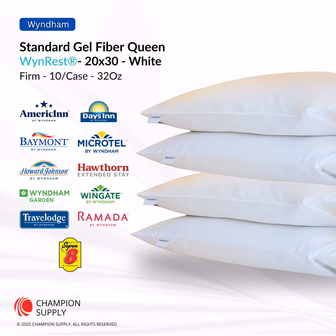Wynrest Gel Fiber Pillow Queen 20x30 Medium 32 Ounce, Case of 10